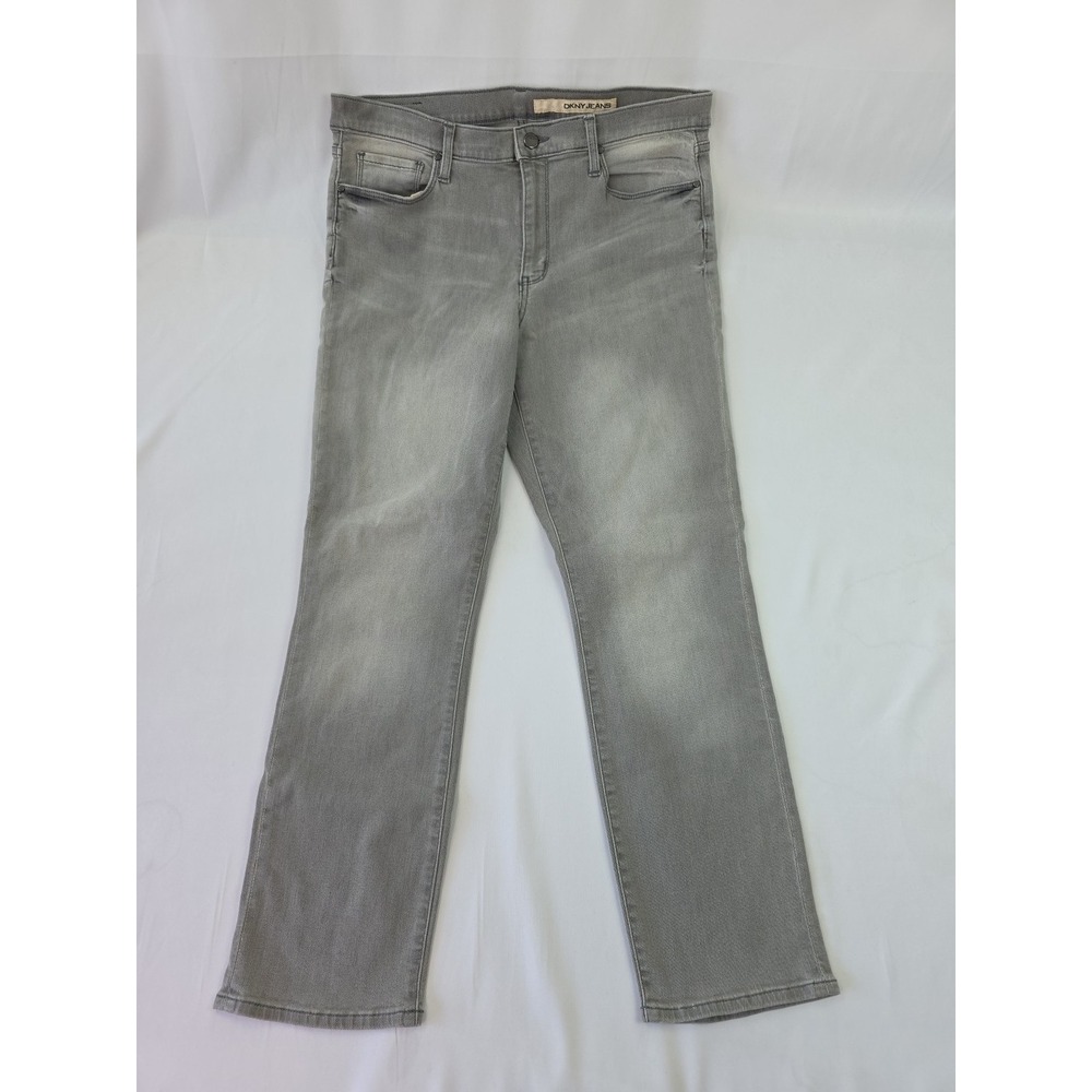 DKNY Jeans – Size 12 Light Gray Stretch Denim Ankle Cut Y2K Measures 32x27